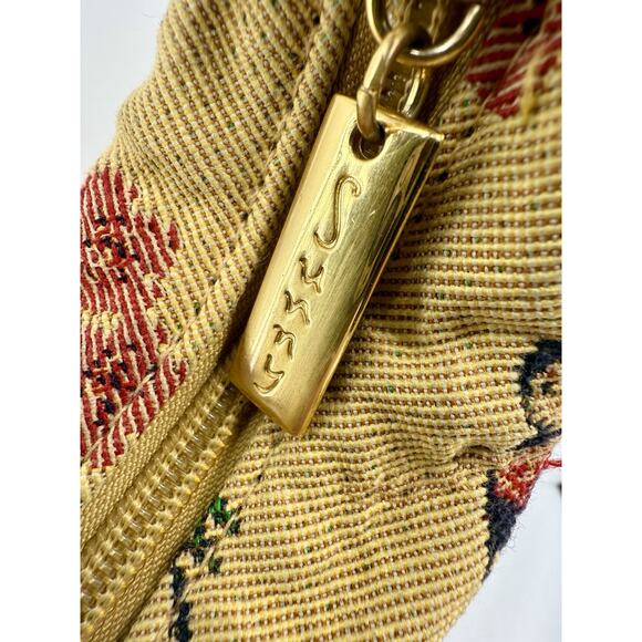 Sunny Hawaii Hula Girl Tapestry Bamboo Handle Shoulder Bag Brown Leather 12x9 - Picture 10 of 16